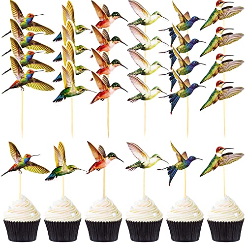 24 Stück Kolibri Cupcake Topper Kolibri Kuchen Vogel Dekoration Cupcake Picks Zahnstocher mit Kolibri Form Kolibri Kuchen Vogel Dekoration für Geburtstag Weihnachten Party Kuchen Dekoration von Outus