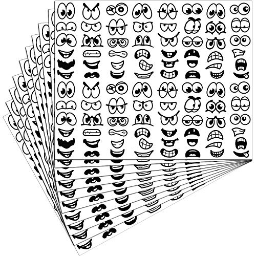 Outus 960 Stück Halloween Aufkleber Augen Mund Aufkleber Karikatur Aufkleber Etiketten für Kunst Handwerk DIY Sammelalbum (Schwarz) von Outus