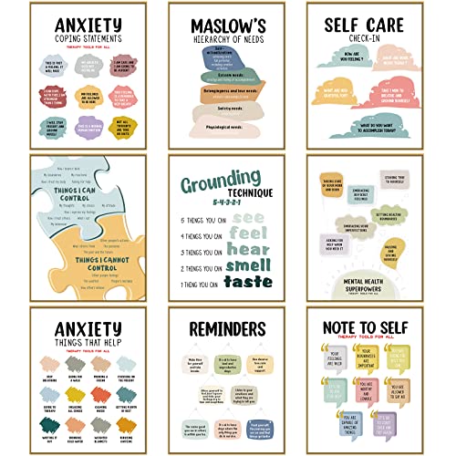 Motivationsposter für die geistige Gesundheit, Angsttherapie, Psychologin, Rat inspirierende Poster, positive Zitate, Wanddekoration, Klassenzimmer für Zuhause, Büro, 20,3 x 25,4 cm (Retro-Stil, 9 Stück) Motivationsposter für die geistige Gesundheit, Angsttherapie, Psychologin, Rat inspirierende Poster, positive Zitate, Wanddekoration, Klassenzimmer für Zuhause, Büro, 20,3 x 25,4 cm (Retro-Stil, 9 Stück) von Outus