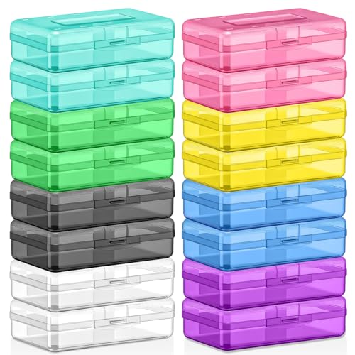 Outus 16 Stück Kunststoff-Federbox mit großem Fassungsvermögen, Stiftebox für Bürobedarf, Pinsel, Malstifte, Aufbewahrungsbox, Büroaufbewahrung, Organizer (Schwarz, Lila, Marineblau, Rosa, Gelb, Grün von Outus