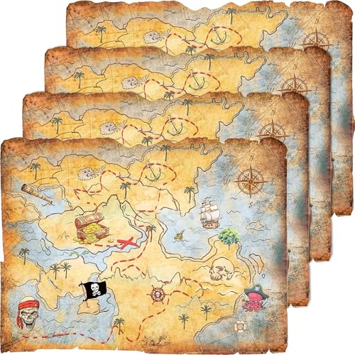 Outus 4 Stück Schatzkarte Party Accessoire Gold Verstand Schatzkarte für Piraten Party Kostüm Geburtstag Party Accessoire Vintage Retro Stil Outus 4 Stück Schatzkarte Party Accessoire Gold Verstand Schatzkarte für Piraten Party Kostüm Geburtstag Party Accessoire Vintage Retro Stil von Outus