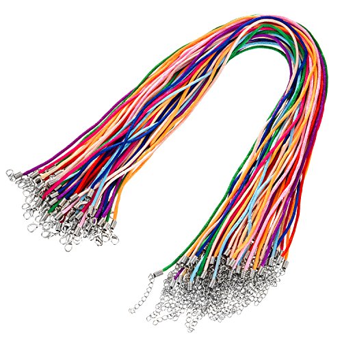 Outus 4336829841 60 Stück 2,0 mm Satin Seide Halskette Band 20" mit 2 Zoll Verlängerungskette und Karabinerverschluss, mehrfarbig, Outus 4336829841 60 Stück 2,0 mm Satin Seide Halskette Band 20" mit 2 Zoll Verlängerungskette und Karabinerverschluss, mehrfarbig, von Outus