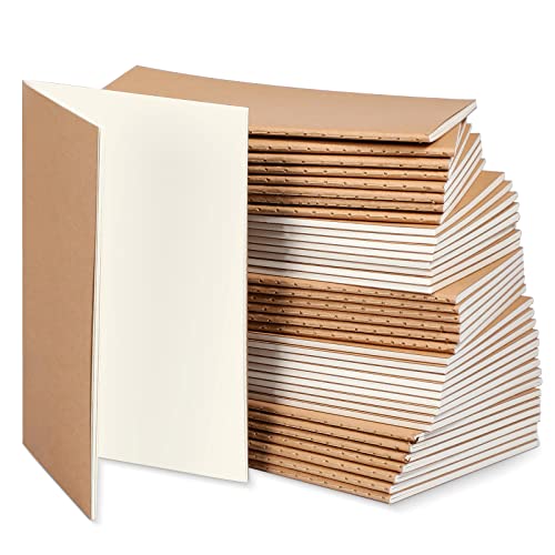 Outus 50 Stück Taschen-Notizbücher, Großpackung, 13 x 8 cm, Mini-Reisetagebuch, kleine Notizblöcke aus Kraftpapier für Studenten, Schule, Klassenzimmer, Skizzieren (brauner Einband, unliniert) von Outus