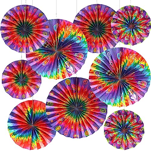 Outus Batik-Partyzubehör, grooviger Hippie-Papierfächer, Klassenzimmer-Dekoration, 60er-Jahre-Party, hängende Dekoration, Friedens- und Liebesschild für Karneval, Hippie, grooviges Thema, Outus Batik-Partyzubehör, grooviger Hippie-Papierfächer, Klassenzimmer-Dekoration, 60er-Jahre-Party, hängende Dekoration, Friedens- und Liebesschild für Karneval, Hippie, grooviges Thema, von Outus