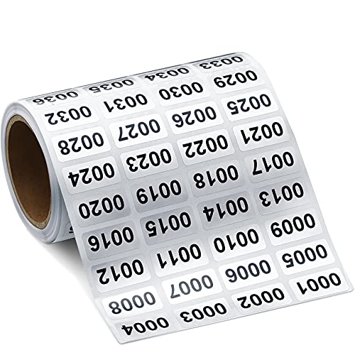 Outus Konsekutiv Nummer Etikette Aufkleber Wasserdichte Nummer Inventar Aufkleber für Inventar Aufbewahrung Klassifikation, 0,39 x 0,78 Zoll (001 bis 2000) von Outus