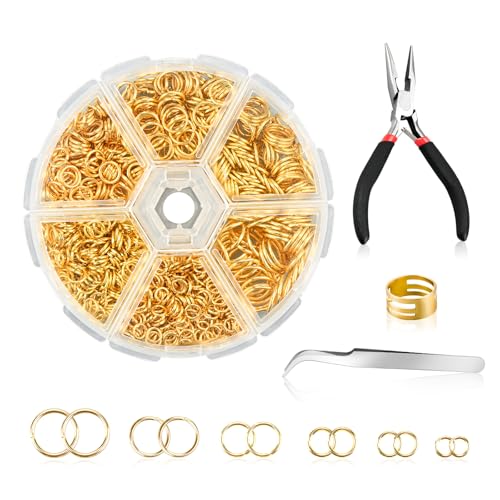 1050 Stück Biegeringe,Schmuckherstellung Ringe Gold 3-8 mm,Spaltringe Schmuckherstellung, Metall Sprungringe Set,DIY Jump Ringe für Halskette Armbänder von Ouxayapl