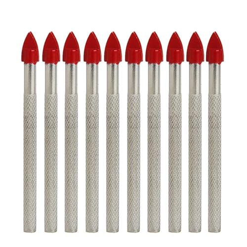 10-teiliges Bohrerset For Glasfliesen Und Keramik, 3/16 Zoll Schaft, Hartmetallspitze, Wurflochbohrer von Ouxk