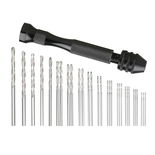 31PCS Präzision Pin Vise Hobby Bohrer Bits Hand Dreh Werkzeuge Set von Ouxk