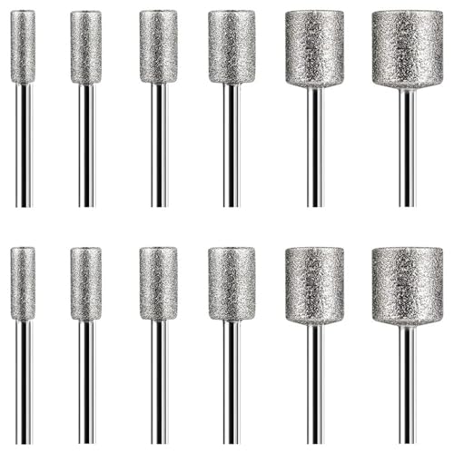 Steinschnitzset, 12-teilig, Diamant-Frässtifte For Stein, Felsen, Glas, Keramik, Rotationswerkzeuge (4 Mm, 5 Mm, 6 Mm, 8 Mm, 10 Mm, 12 Mm) von Ouxk