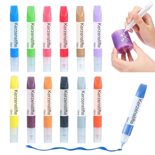Ovaletta 12 Stück Kerzenstifte, Kerzen Bemalen Set, Wachsstifte für Kerzen, Candle Pen für Kerzen, Kerzenfarbe, Dekorieren und Personalisieren von Kerzen, Keramik Bemalen Set, je 10 ml Ovaletta 12 Stück Kerzenstifte, Kerzen Bemalen Set, Wachsstifte für Kerzen, Candle Pen für Kerzen, Kerzenfarbe, Dekorieren und Personalisieren von Kerzen, Keramik Bemalen Set, je 10 ml von Ovaletta