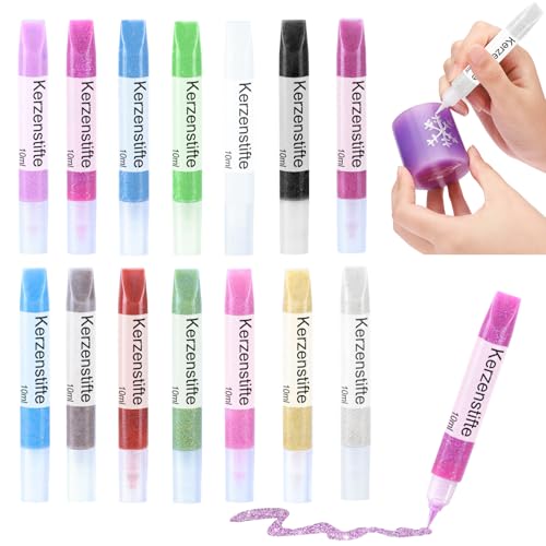 Ovaletta 14 Stück Pailletten Kerzen Bemalen Set, Wachsstifte für Kerzen, kerzenstifte,Candle Pen für Kerzen, Kerzenfarbe, Dekorieren und Personalisieren von Kerzen, Keramik Bemalen Set, je 10 ml Ovaletta 14 Stück Pailletten Kerzen Bemalen Set, Wachsstifte für Kerzen, kerzenstifte,Candle Pen für Kerzen, Kerzenfarbe, Dekorieren und Personalisieren von Kerzen, Keramik Bemalen Set, je 10 ml von Ovaletta