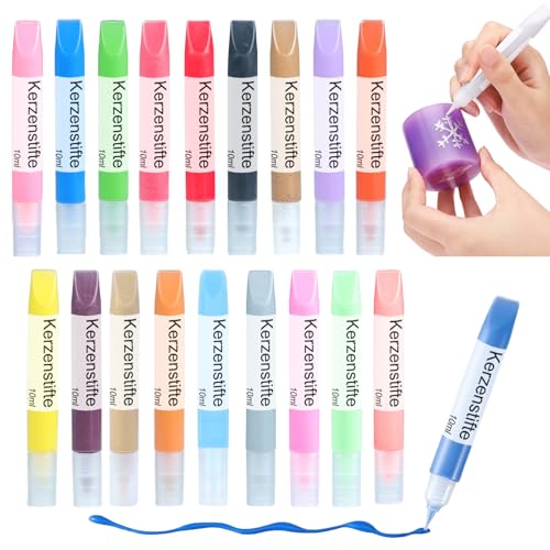 Ovaletta 18 Stück Kerzenstifte, Kerzen Bemalen Set, Wachsstifte für Kerzen, Candle Pen für Kerzen, Kerzenfarbe, Dekorieren und Personalisieren von Kerzen, Keramik Bemalen Set, je 10 ml Ovaletta 18 Stück Kerzenstifte, Kerzen Bemalen Set, Wachsstifte für Kerzen, Candle Pen für Kerzen, Kerzenfarbe, Dekorieren und Personalisieren von Kerzen, Keramik Bemalen Set, je 10 ml von Ovaletta