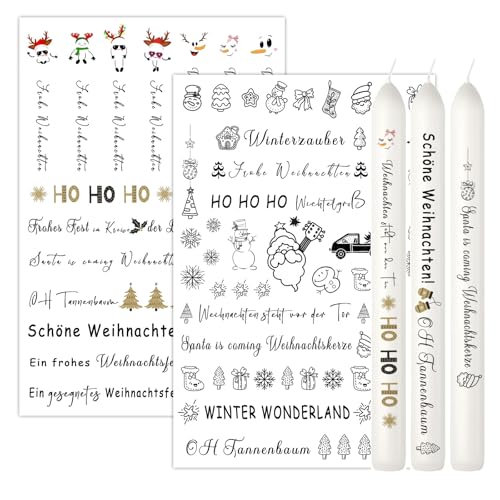 Ovaletta 2 Stück Kerzen Tattoo Weihnachten, Kerzentattoos Weihnachten A5, Kerzen Aufkleber Weihnachten, Kerzen Folie Weihnachten, Wasserschiebefolie für Stabkerze Kerzen Tasse Adventskerze B Ovaletta 2 Stück Kerzen Tattoo Weihnachten, Kerzentattoos Weihnachten A5, Kerzen Aufkleber Weihnachten, Kerzen Folie Weihnachten, Wasserschiebefolie für Stabkerze Kerzen Tasse Adventskerze B von Ovaletta