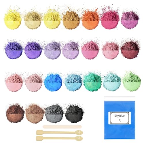 Ovaletta 25 Epoxidharz Farbe 3g, Mica Powder, Kerzen Selber Machen Set, Farbpigmente für Gießpulver, Badebomben Selber Machen, Diy Pigmentpulver für Seifenfarbe, Kerze, Kosmetischer, Schleim von Ovaletta