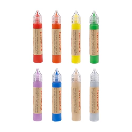 Ovaletta 8 Farben Kerzen Bemalen Set, Kerzenstifte, Wachsplatten für Kerzen, Candle Pen, Kerzenstifte zum Verzieren, Keramik Bemalen Set, je 25 ml, A von Ovaletta