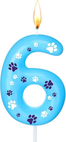 Ovaletta Blaue Geburtstagskerzen Zahlen 6 mit Pfotenabdruck, Kerzen Geburtstag, Blaue Geburtstagskerze, Geburtstagskerzen für Torte, Kerze 6, Kuchenaufsatz für Jungen, Mädchen, Hunde Partyzubehör Ovaletta Blaue Geburtstagskerzen Zahlen 6 mit Pfotenabdruck, Kerzen Geburtstag, Blaue Geburtstagskerze, Geburtstagskerzen für Torte, Kerze 6, Kuchenaufsatz für Jungen, Mädchen, Hunde Partyzubehör von Ovaletta