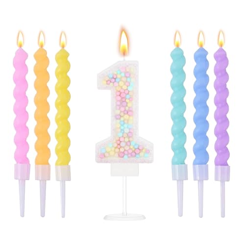Ovaletta Macaron Geburtstagskerzen Zahlen 1 - Bunte Kerzen für Torte, Geburtstag (6 Stücke) von Ovaletta