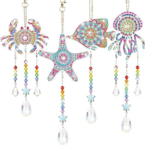 Ovaletta Meerestiere Diamond Painting Kinder, Diamond Painting Lesezeichen, Geschenk Mädchen 5 6 7 8 9 10 11 Jahre, Basteln Geburtstagsgeschenk für Mädchen, DIY Lesezeichen Bastelkoffer Spielzeug von Ovaletta
