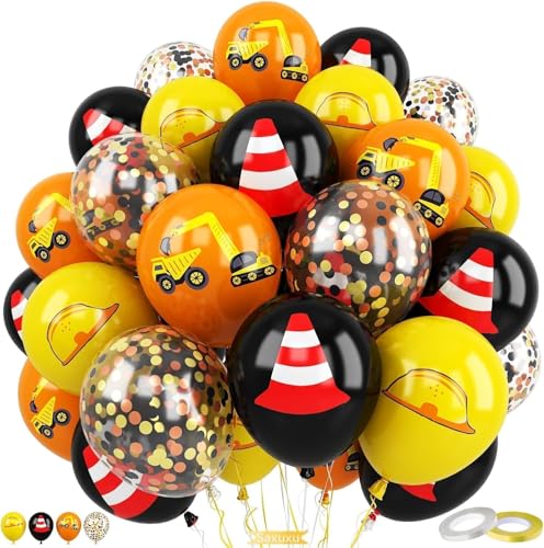 20 Stück Baufahrzeug Luftballons, Bagger Luftballon, Bagger Deko Kindergeburtstag Luftballon, Laster Kran Druck Ballons, Fahrzeuge Luftballons für Kinder Jungen Geburtstags Babyparty Party Dekoration von Ovanda