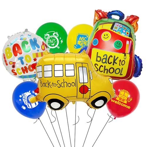 Ovanda Einschulung Deko, 7PCS Schulranzen Folienballon, Ballonset zur Schulsaison, Einschulung Schulanfang, Schulkind Luftballons,Folienballon Schulanfang Deko Für Jungen und Mädchen Schulanfangs Deko von Ovanda