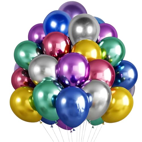 Ovanda 100 Stück Luftballons Bunt Metallic, Helium Ballons Bunt, Bunts Metallic latex Ballons für Geburtstag Hochzeit Verlobung Jubiläum Baby Shower Abschluss Weihnachten Oder Jede Party Dekoration Ovanda 100 Stück Luftballons Bunt Metallic, Helium Ballons Bunt, Bunts Metallic latex Ballons für Geburtstag Hochzeit Verlobung Jubiläum Baby Shower Abschluss Weihnachten Oder Jede Party Dekoration von Ovanda