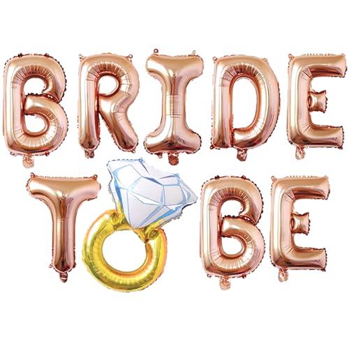 Ovanda 16 Zoll Rosegold Bride To Be Luftballons,Junggesellinnenabschied Deko,JGA Deko Ballons,Helium Buchstaben Folienballons,BRIDE T BE Brief Ballons Banner,Diamant Ring Latex Ballon,Girlande Ballon von Ovanda