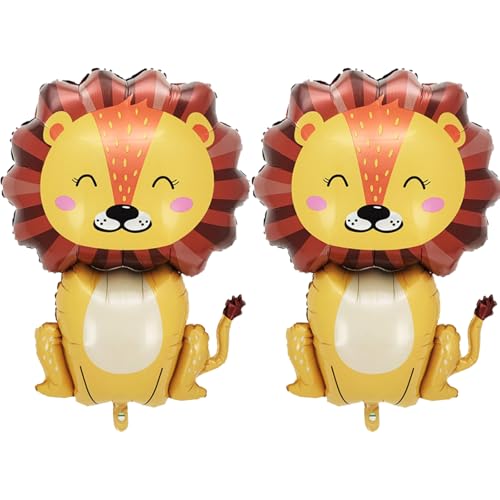 Ovanda 2 Stück XXL Löwe Folienballon,Ballon Animals,Tier Luftballons,Dschungel Tiere Luftballons,Cartoon Luftballon Löwe,Waldtiere Helium Ballons,Löwes Ballons für Safari,für Junge Mädchen Geburtstags von Ovanda