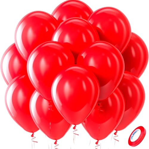 Ovanda 20 Stück 10 Zoll Luftballons Rot, Matt Latex Ballons, Helium Luftballons Girlande Bogen, Luftschlangen Rot, Birthday Balloons für Hochzeit, Verlobung,Valentinstag,Geburtstag,Babypartydekoration von Ovanda