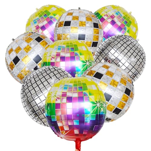 Ovanda 9 Stück Discokugel Luftballon, 22 Zoll Helium Ballons, Bunte Disco Folienballons, Disco Dekoration,für Discos Mottoparty,Geburtstag Party,Mitzvah,Abschlussfeier,70er 80er Jahre Retro Party Deko Ovanda 9 Stück Discokugel Luftballon, 22 Zoll Helium Ballons, Bunte Disco Folienballons, Disco Dekoration,für Discos Mottoparty,Geburtstag Party,Mitzvah,Abschlussfeier,70er 80er Jahre Retro Party Deko von Ovanda