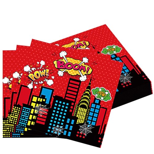 Ovanda Anime Stadt Servietten Geburtstag, 20 Stück 33x33cm party deko Servietten, Anime Stadt Happy Birthday Servietten für Kindergeburtstag oder Mottoparty von Ovanda