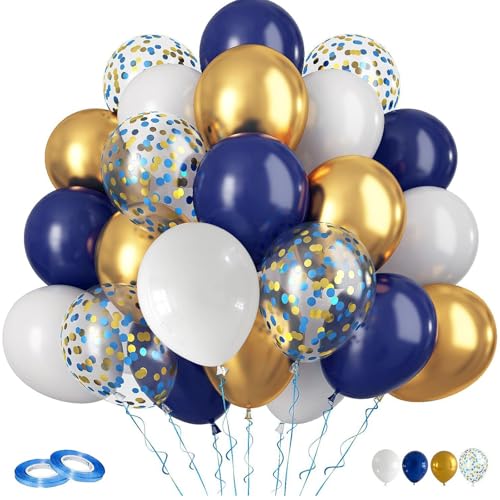 Ovanda Blau und Gold Konfetti Luftballons, Luftballons Geburtstag Blaur, Metallic Gold Weiß und Blau Konfetti Luftballon mit Bändern, für Geburtstag,Hochzeit,Babyparty Party Dekoration,Abschlussfeier Ovanda Blau und Gold Konfetti Luftballons, Luftballons Geburtstag Blaur, Metallic Gold Weiß und Blau Konfetti Luftballon mit Bändern, für Geburtstag,Hochzeit,Babyparty Party Dekoration,Abschlussfeier von Ovanda