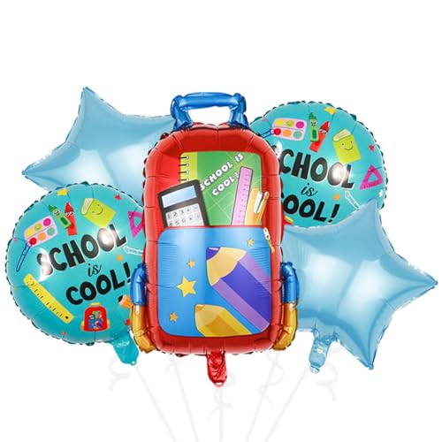 Ovanda Deko Einschulung Junge, 5PCS Schulranzen Folienballon,Einschulung Schulanfang Schuleinführung Deko, Schulkind Luftballons, Folienballon Schulanfang Deko Für Jungen und Mädchen Ovanda Deko Einschulung Junge, 5PCS Schulranzen Folienballon,Einschulung Schulanfang Schuleinführung Deko, Schulkind Luftballons, Folienballon Schulanfang Deko Für Jungen und Mädchen von Ovanda