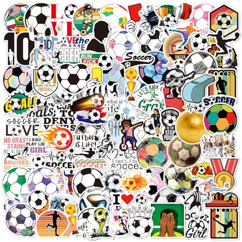 Ovanda Fussball Sticker, 100 Stück Fußball Sticker Anzug, Fussball Tattoos Kinder, Fußballstar Stickers, für Laptop Mobiltelefone Skateboard Gepäck etc, Geeignet für Erwachsene und Kinder von Ovanda