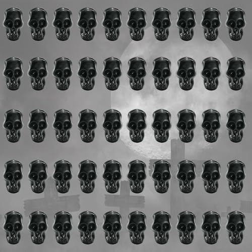 Ovanda Halloween Deko, 50 Stück Schwarzer Totenkopf Dekos, Halloween Deko Garten, für Halloweens Skelettkopf Halloweens Mikro Landschaft Streich Requisiten Spuk Zubehör Ovanda Halloween Deko, 50 Stück Schwarzer Totenkopf Dekos, Halloween Deko Garten, für Halloweens Skelettkopf Halloweens Mikro Landschaft Streich Requisiten Spuk Zubehör von Ovanda