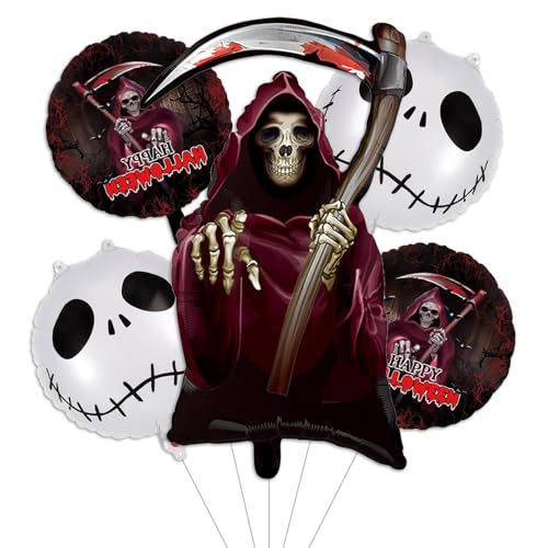 Ovanda Halloween Deko Ballons, 5 Stück Sensenmann Folienballon, für gruselige Partys, Spukhäuser und Horror Themen Innendekorationen, Outdoor Garten Party Innen Aussen Herbstdeko, Halloween Dekoration Ovanda Halloween Deko Ballons, 5 Stück Sensenmann Folienballon, für gruselige Partys, Spukhäuser und Horror Themen Innendekorationen, Outdoor Garten Party Innen Aussen Herbstdeko, Halloween Dekoration von Ovanda