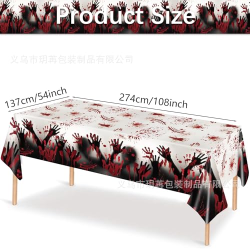 Ovanda Halloween Tischdecke Blutig Plastik, ca. 274 cm x 137 cm, Rot, Blutstain, Gothic/Dark, Plissiert, Blutartiges Splatter Muster mit Seitendrip, Wasserdicht Blutige Tischdecke Halloween Ovanda Halloween Tischdecke Blutig Plastik, ca. 274 cm x 137 cm, Rot, Blutstain, Gothic/Dark, Plissiert, Blutartiges Splatter Muster mit Seitendrip, Wasserdicht Blutige Tischdecke Halloween von Ovanda