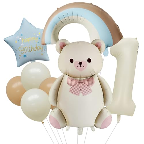Ovanda Bär Geburtstagsdeko 1 Jahr Junge, Luftballon Deko 1. Geburtstag Junge Mädchen, Bär Folienballon Set, Helium Ballon Bär für Babyparty Deko, Kindergeburtstag Deko Ovanda Bär Geburtstagsdeko 1 Jahr Junge, Luftballon Deko 1. Geburtstag Junge Mädchen, Bär Folienballon Set, Helium Ballon Bär für Babyparty Deko, Kindergeburtstag Deko von Ovanda
