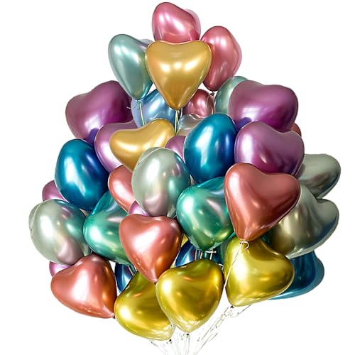 Ovanda Herz Luftballon Hochzeit, 50 Stück Herz Luftballons Bunt Metallic, Helium Ballons Bunt, Bunts Metallic latex Ballons für Geburtstag Hochzeit Verlobung Jubiläum Baby Shower Abschluss Ovanda Herz Luftballon Hochzeit, 50 Stück Herz Luftballons Bunt Metallic, Helium Ballons Bunt, Bunts Metallic latex Ballons für Geburtstag Hochzeit Verlobung Jubiläum Baby Shower Abschluss von Ovanda