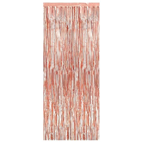Ovanda Lametta Vorhang Rosegold Glitzer, Party Vorhange, Fotovorhang, Luftschlangen Rosegold, Deko Geburtstag Frau, für Weihnachten, Silvester, Geburtstag, Abschluss, Quastenvorhang Roségold(1x2,5m) von Ovanda