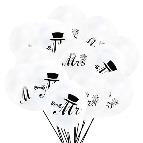 Ovanda 15 Pcs Weiß Hochzeit Latex Luftballons,Mr and Mrs Luftballon,Helium Ballon Girlande,Bride To Be Deko,Jga Accessoires Frauen,Just Married Deko,für Brautparty,Heiratsantrag,Verlobung,Bachelorette von Ovanda