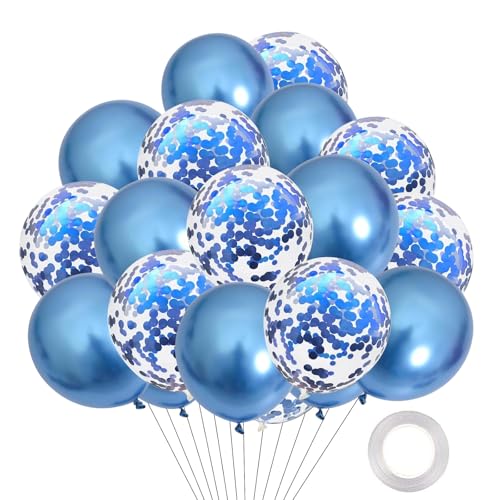 Ovanda Luftballons Blau, 16 Stk Metallic Blau Luftballons Geburtstag Konfetti Blau Helium Ballons, Blaue Luftballons Taufe Deko Junge Mädchen, für Kinder Geburtstag Hochzeit Taufe Baby Shower Deko Ovanda Luftballons Blau, 16 Stk Metallic Blau Luftballons Geburtstag Konfetti Blau Helium Ballons, Blaue Luftballons Taufe Deko Junge Mädchen, für Kinder Geburtstag Hochzeit Taufe Baby Shower Deko von Ovanda