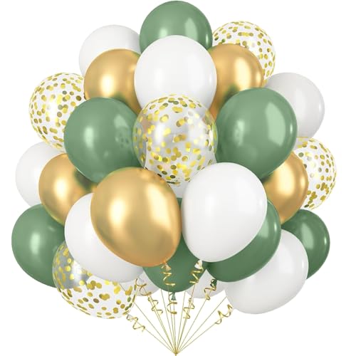 Ovanda Luftballons Grün, Luftballons Salbeigrün, 12 Zoll Grüne, Einem Weißen Konfetti und goldene Latexballons Ballon Set für Junge Mädchen Mann Geburtstag Baby Shower Hochzeit Jugendweihe Party Deko Ovanda Luftballons Grün, Luftballons Salbeigrün, 12 Zoll Grüne, Einem Weißen Konfetti und goldene Latexballons Ballon Set für Junge Mädchen Mann Geburtstag Baby Shower Hochzeit Jugendweihe Party Deko von Ovanda