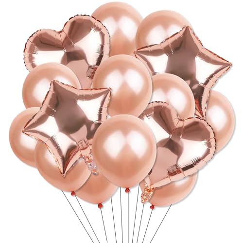 Ovanda Luftballon Rosegold, Geburtstagsdeko Rosegold,14 Stück Geburtstagsdeko - Rosegold Stern Herz Ballons Folien/Latex Luftballon,für Deko Geburtstag Mädchen, Luftballons Hochzeit, Ballons Rosegolds Ovanda Luftballon Rosegold, Geburtstagsdeko Rosegold,14 Stück Geburtstagsdeko - Rosegold Stern Herz Ballons Folien/Latex Luftballon,für Deko Geburtstag Mädchen, Luftballons Hochzeit, Ballons Rosegolds von Ovanda