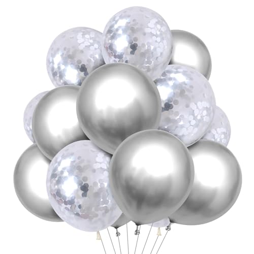 Ovanda Luftballons Silber Weiß, Luftballons Silber Set, Konfetti Silber Helium Ballons Hochzeit, für Party Feier Dekoration Jungen Geburtstag Baby Shower Taufe Party Dekoration Ovanda Luftballons Silber Weiß, Luftballons Silber Set, Konfetti Silber Helium Ballons Hochzeit, für Party Feier Dekoration Jungen Geburtstag Baby Shower Taufe Party Dekoration von Ovanda