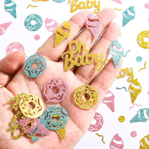 Ovanda Oh Baby Babyparty Deko, 100 Stück Eiscreme Donut Geburtstagsparty Konfetti, Gender Reveal Party Deko Konfetti, Hello Baby Deko für Baby Shower Babyshowerparty Deko Mädchen und Jungen Ovanda Oh Baby Babyparty Deko, 100 Stück Eiscreme Donut Geburtstagsparty Konfetti, Gender Reveal Party Deko Konfetti, Hello Baby Deko für Baby Shower Babyshowerparty Deko Mädchen und Jungen von Ovanda
