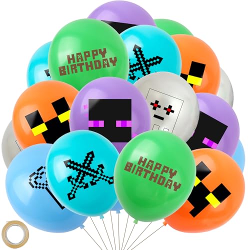 Ovanda Pixel Luftballon Geburtstagsdeko, 18 Stück Pixel Miner Thema Luftballon Geburtstag Luftballon, Latex Balloon Deko, Pixel Geburtstagsdeko, Geburtstag Party Deko, Spiel Party Deko Ballon Set Ovanda Pixel Luftballon Geburtstagsdeko, 18 Stück Pixel Miner Thema Luftballon Geburtstag Luftballon, Latex Balloon Deko, Pixel Geburtstagsdeko, Geburtstag Party Deko, Spiel Party Deko Ballon Set von Ovanda