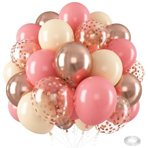 Ovanda Rosa Luftballons, 12 Zoll Große Latexballons in Rosa, Creme, Gold und Weiß, Konfetti Ballon Set für Junge Mädchen Mann Geburtstag Baby Shower Hochzeit Jugendweihe Party Deko Ovanda Rosa Luftballons, 12 Zoll Große Latexballons in Rosa, Creme, Gold und Weiß, Konfetti Ballon Set für Junge Mädchen Mann Geburtstag Baby Shower Hochzeit Jugendweihe Party Deko von Ovanda