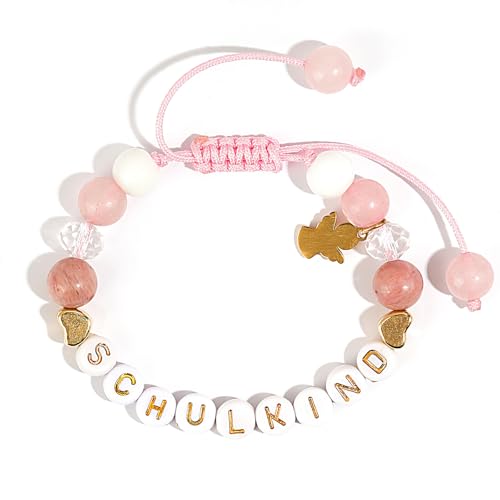 Ovanda Einschulung Mädchen Geschenk Armbänder, Schulkind 2025 Mädchen Einschulung Geschenk, Schutzengel Armband Mädchen, Rosa schulanfang mädchen Geschenk Engelarmband mit Buchstabenperlen Ovanda Einschulung Mädchen Geschenk Armbänder, Schulkind 2025 Mädchen Einschulung Geschenk, Schutzengel Armband Mädchen, Rosa schulanfang mädchen Geschenk Engelarmband mit Buchstabenperlen von Ovanda