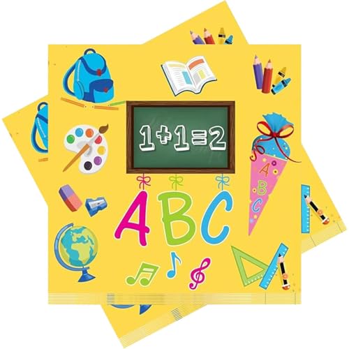Ovanda Servietten Einschulung Mädchen Junge, 40 Stk Einschulung Servietten Schulanfang Dekos, Zuckertüte ABC Schulkind Servietten Gelb, Tischdeko Einschulung Deko Schulanfang,2024 Schuleinführung Deko Ovanda Servietten Einschulung Mädchen Junge, 40 Stk Einschulung Servietten Schulanfang Dekos, Zuckertüte ABC Schulkind Servietten Gelb, Tischdeko Einschulung Deko Schulanfang,2024 Schuleinführung Deko von Ovanda