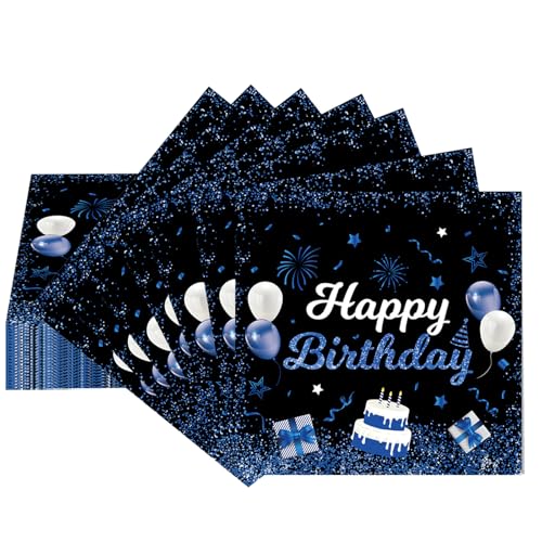 Ovanda Servietten Geburtstag, Happy Birthday Servietten Blau, 24 Stück Servietten Geburtstag Blau, 33x33cm für Junge Mädchen Geburtstags Party Deko Ovanda Servietten Geburtstag, Happy Birthday Servietten Blau, 24 Stück Servietten Geburtstag Blau, 33x33cm für Junge Mädchen Geburtstags Party Deko von Ovanda